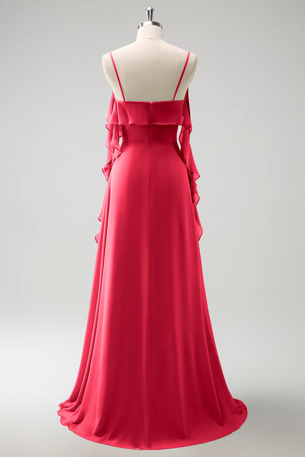 A-Line Spaghetti Straps Chiffon Long Dress with Slit