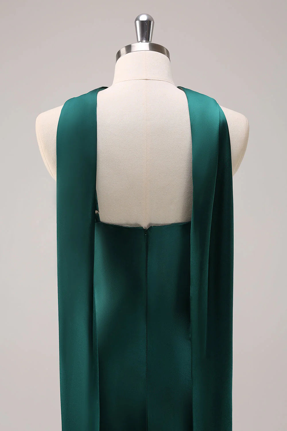 Dark Green Halter Satin Mermaid Dress