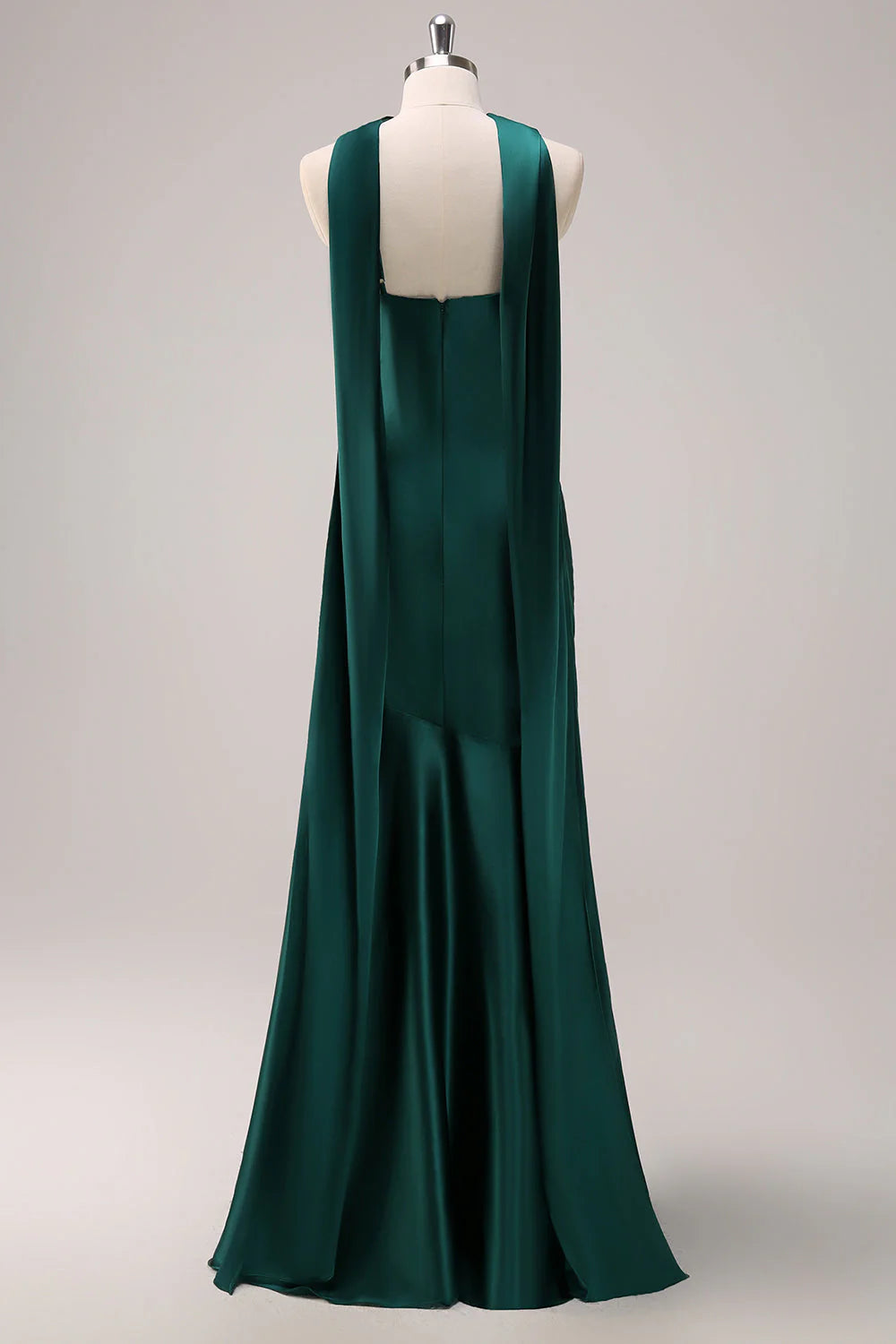 Dark Green Halter Satin Mermaid Dress