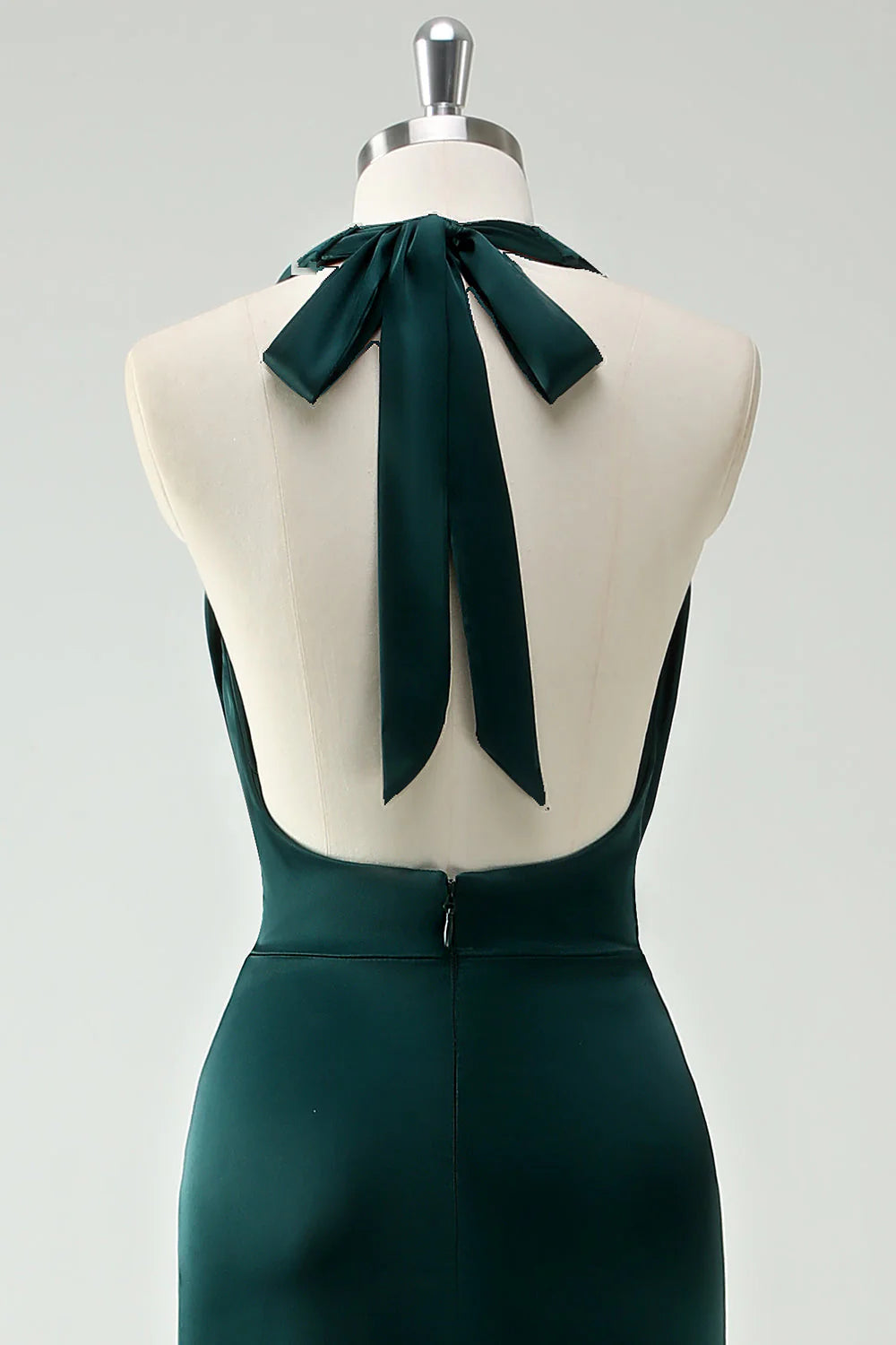 Halter Neck Pine Green Mermaid Long Dress with Slit
