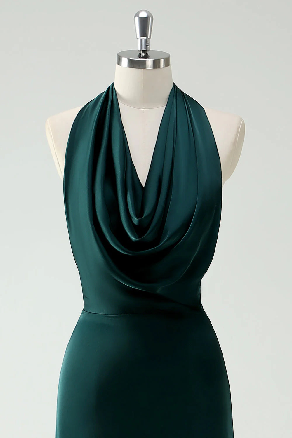 Halter Neck Pine Green Mermaid Long Dress with Slit
